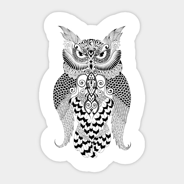 Mehendi owl Sticker by ArtVelenaRevers